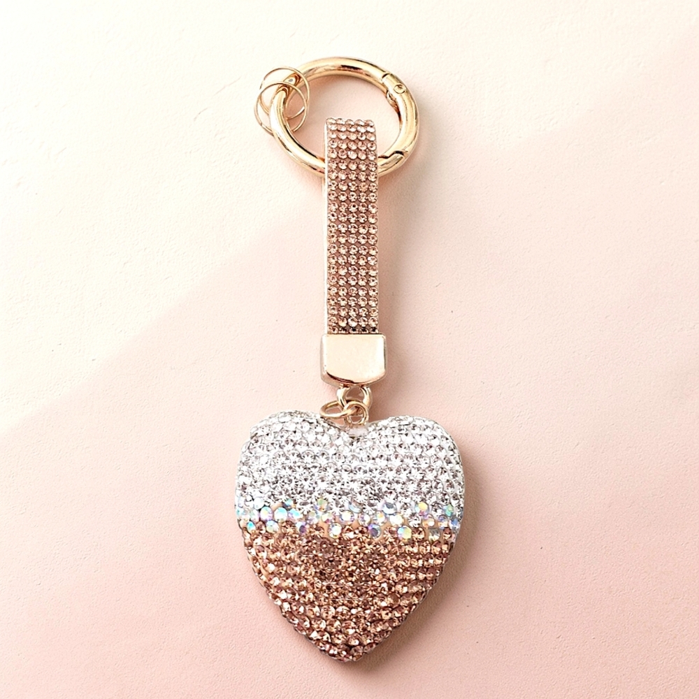 Puffy Heart Bag Charm / Keychain - Champagne